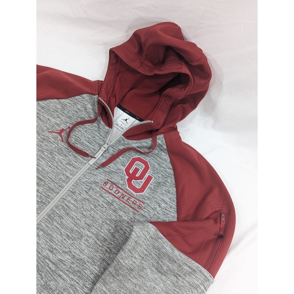 Jordan Nike Oklahoma Sooners Nike Full-Zip Hoodie Mens Medium Gray Therma Fit